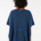 Boat neck sweater in 100% cotton crêpe, zebra pattern