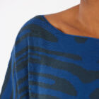 Boat neck sweater in 100% cotton crêpe, zebra pattern