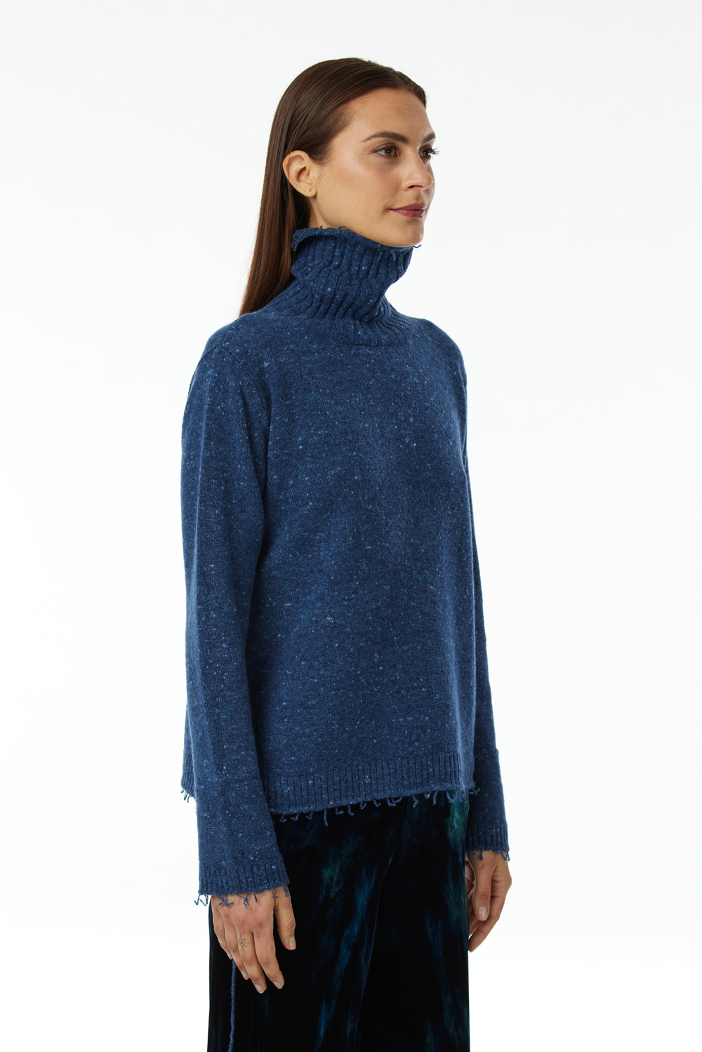 Turtleneck sweater in mélange blend of Cashmere and Lambswool,