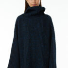 Poncho dolcevita in filato melange blend Cashmere e Lambswool