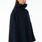 Poncho dolcevita in filato melange blend Cashmere e Lambswool