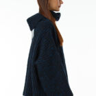 Poncho dolcevita in filato melange blend Cashmere e Lambswool