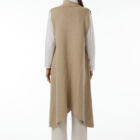 Sleeveless long vest without buttons in 100% Extrafine Merino,