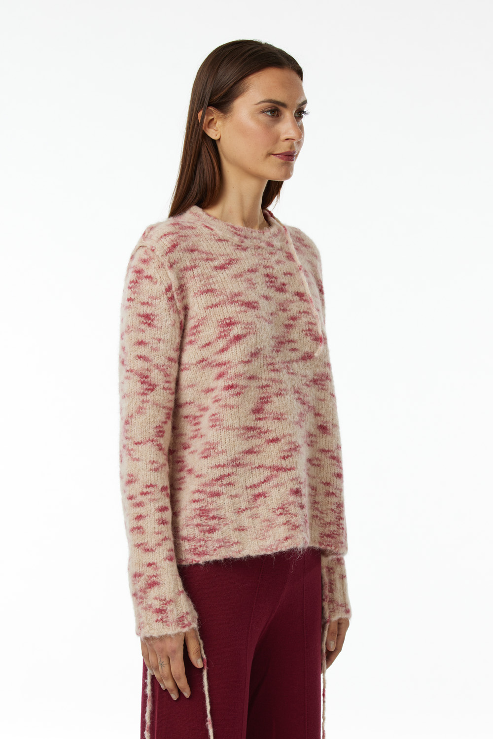 Crew-neck sweater in Baby Alpaca and Merino wool