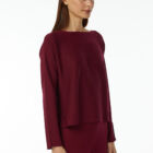 Boat neck sweater in 100% Extrafine Merino, horizontal rib knit