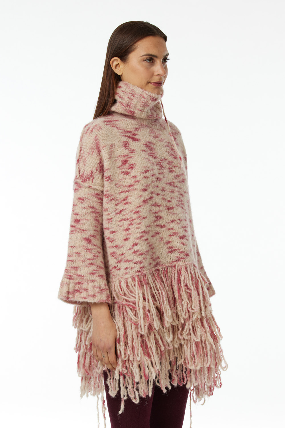 High neck poncho in Baby Alpaca and Merino wool