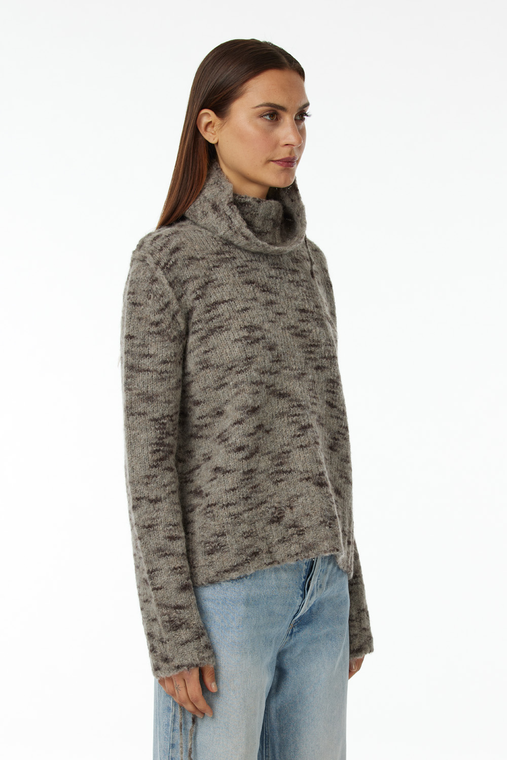 High-neck sweater in Baby Alpaca and Merino wool