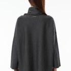 High-neck poncho in 100% Extrafine Merino, fabric stitch,