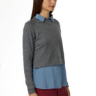 Cashmere-blend crew neck sweater, long raglan sleeves