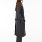 Single-breasted trench coat without buttons, straight-cut, in 100% Extrafine Merino