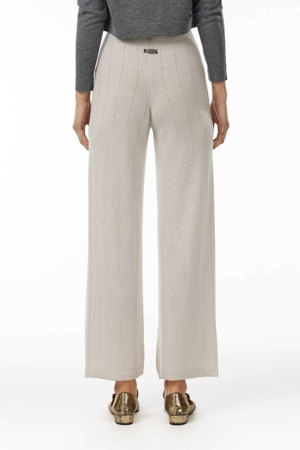 Trousers in 100% Extrafine Merino, vertical rib knit