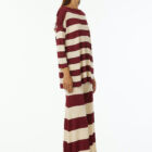 Oversized striped shiny viscose sweater with long sleeve and tubular bottom edge.