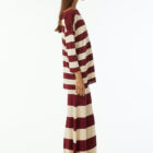 Oversized striped shiny viscose sweater with long sleeve and tubular bottom edge.