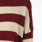 Oversized striped shiny viscose sweater with long sleeve and tubular bottom edge.