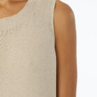 Lurex ribbed tank top, tight shoulder, round deep neck.