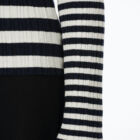 Crew neck ribbed sweater in viscose stretch, long sleeve saddle shoulder tight vestibility.