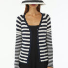 V neck ribbed cardigan in viscose stretch, long sleeve saddle shoulder tight vestibility.