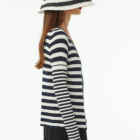 V neck ribbed cardigan in viscose stretch, long sleeve saddle shoulder tight vestibility.