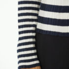 V neck ribbed cardigan in viscose stretch, long sleeve saddle shoulder tight vestibility.