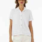 Polo neck t-shirt in viscose stretch jersey with small golden buttons small vestibility.